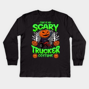 This Is My Scary Trucker Costume Funny Pumpkin Gift Idea for Halloween Kids Long Sleeve T-Shirt